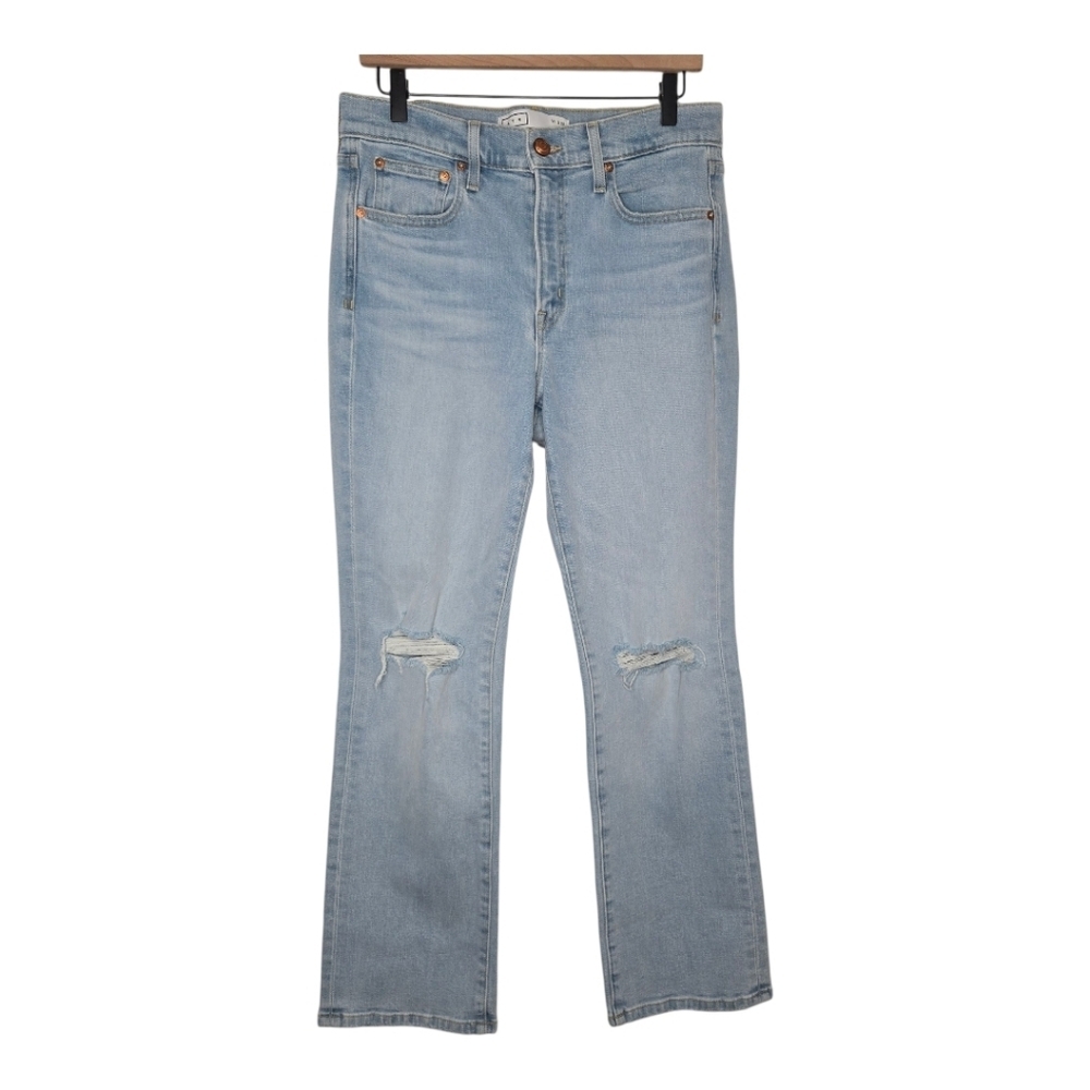 AYR Light Blue Straight Leg Jeans with Knee Rips